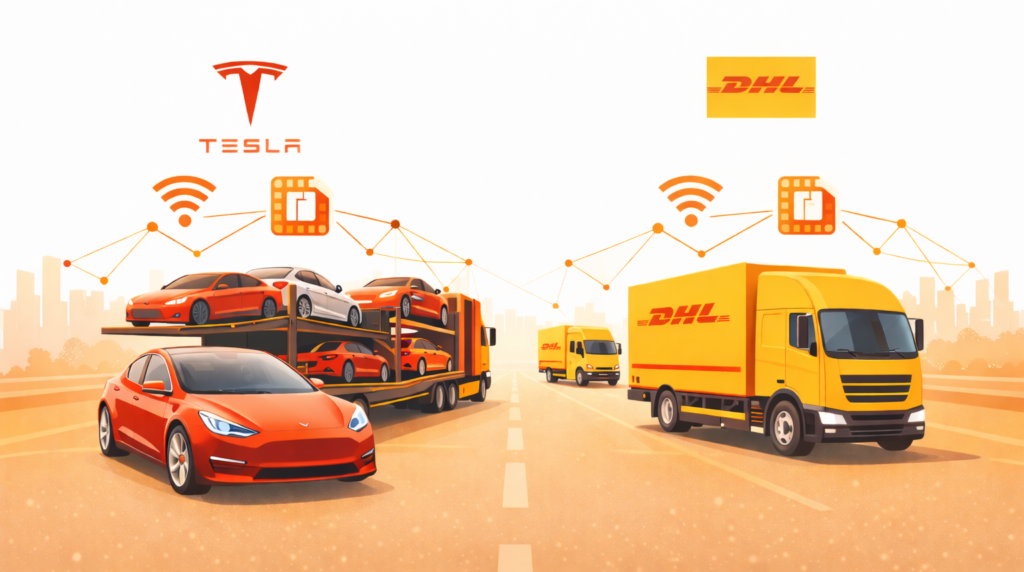 case study of DHL & Tesla, on eSIM usage in automotive transport