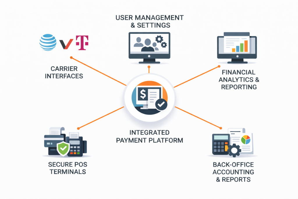 MVNO billing platform integration with carriers, CRM systems, payment gateways, and tax engines