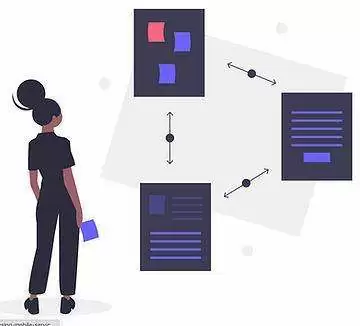 woman stands beside a computer screen displaying a diagram of a human figure, engaged in analysis or discussion.